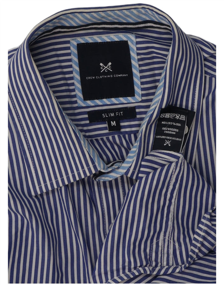 Besætningstøj Herre Slim Fit skjorte Medium Blue Nålestribet bomuld