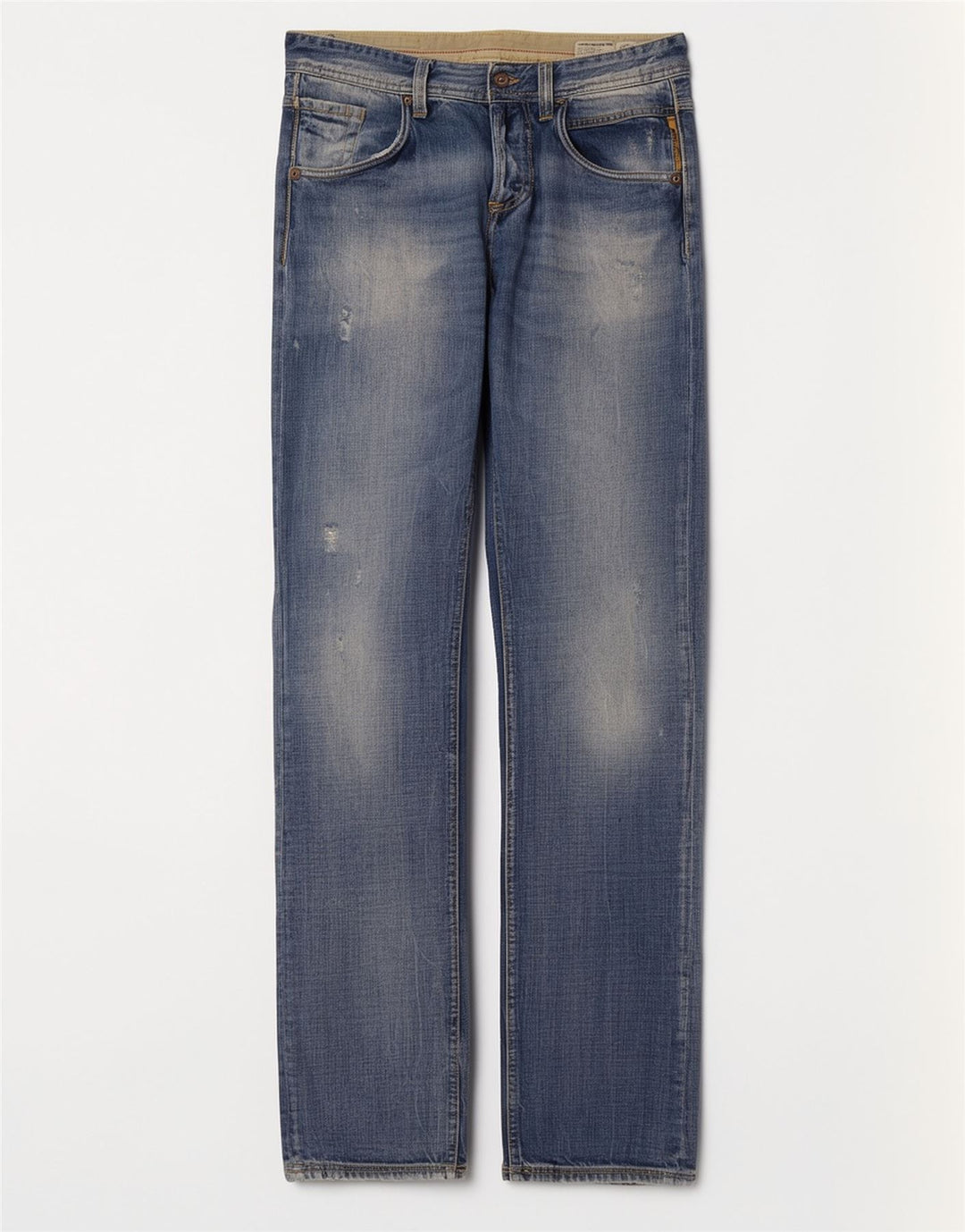 Meltin' Pot Herre Distressed Straight Jeans W30 L34 Blå Bomuld