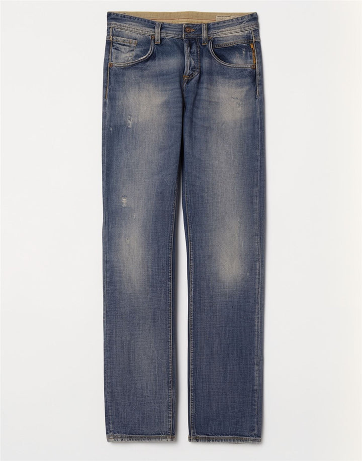 Meltin' Pot Herre Distressed Straight Jeans W30 L34 Blå Bomuld