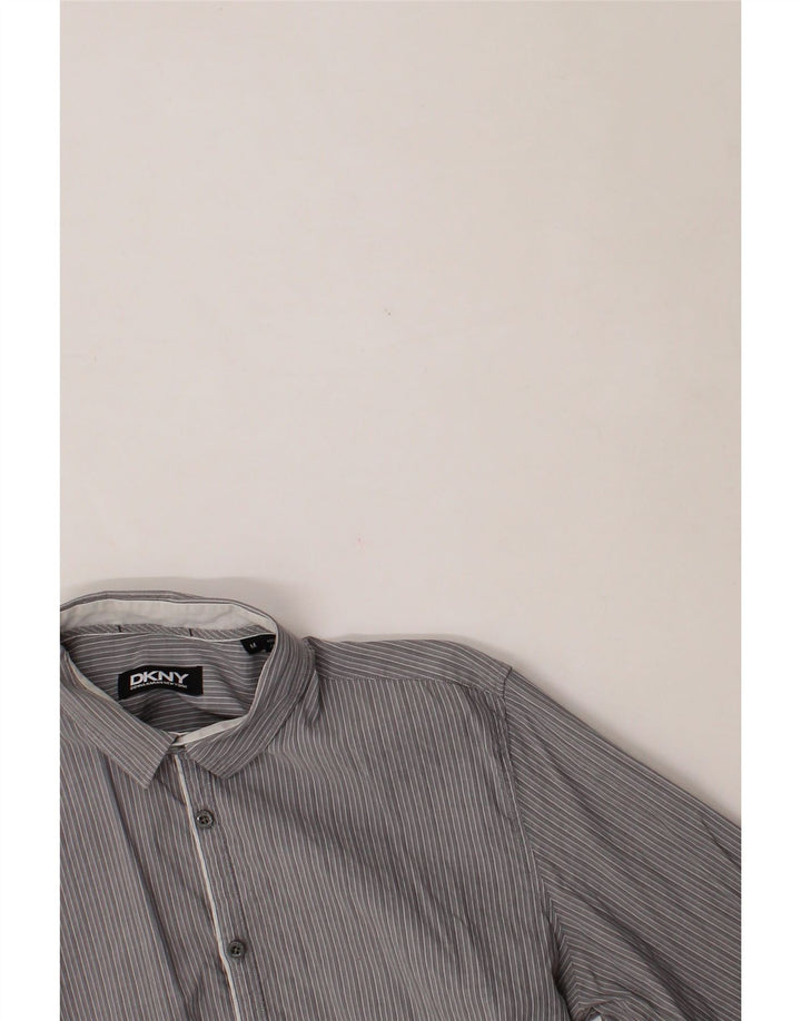 DKNY Mens Shirt Medium Grey Striped Cotton Vintage Dkny and Second-Hand Dkny from Messina Hembry 