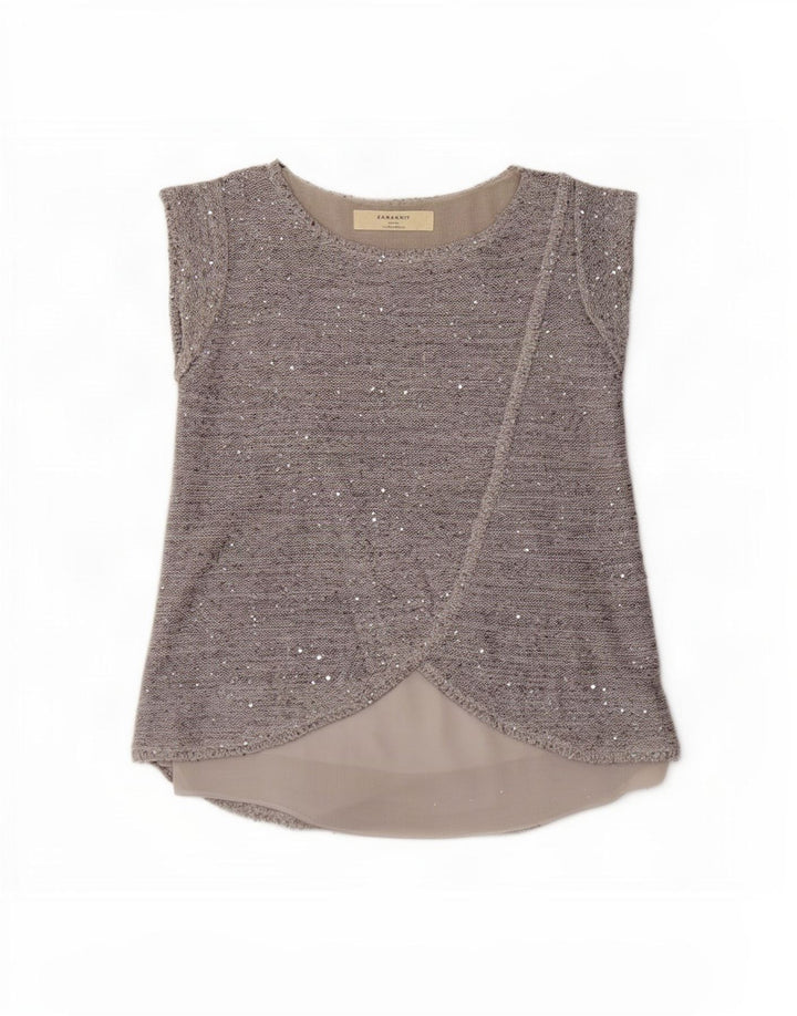 Zara Damebluse Top UK 10 Small Grey Flecked