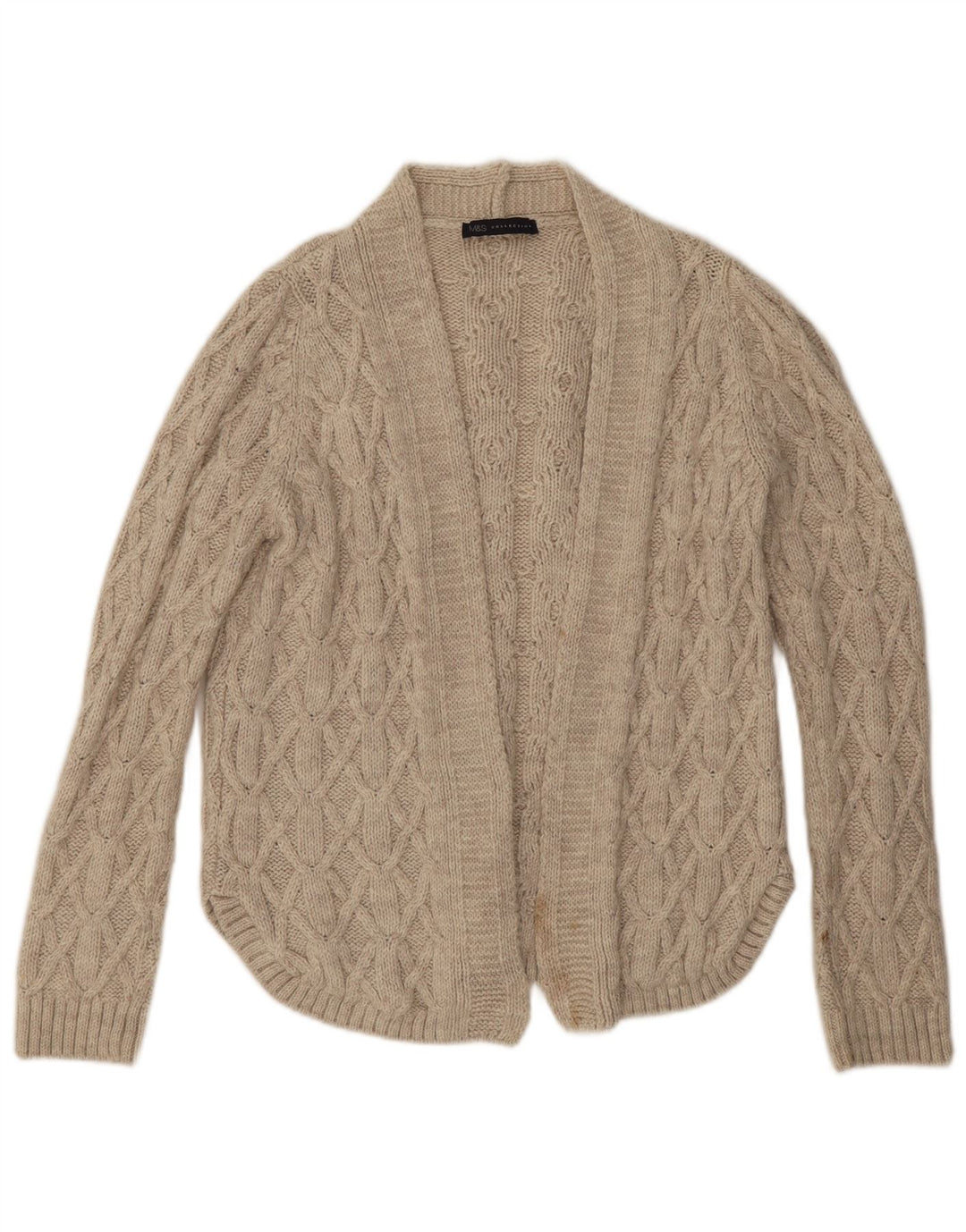 Marks & Spencer Dame Oversized Open Cardigan Sweater UK 12 Medium Beige