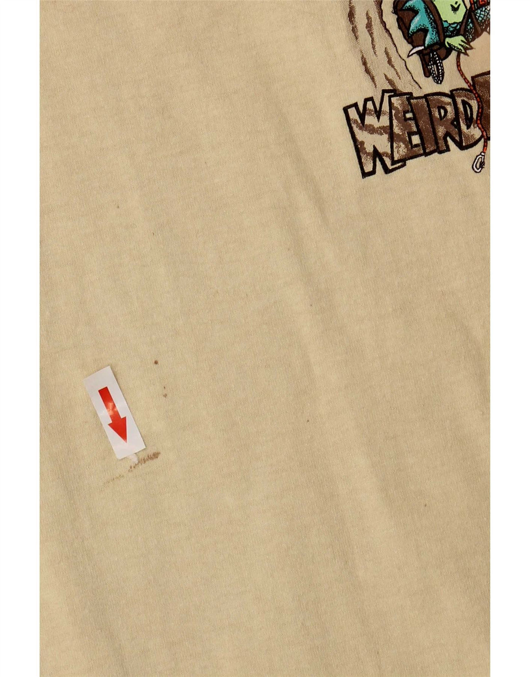 Weird Fish Herre grafisk T-shirt Top Medium Beige Bomuld