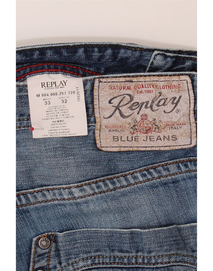 REPLAY Mens Straight Jeans W33 L29 Blue Vintage Replay and Second-Hand Replay from Messina Hembry 