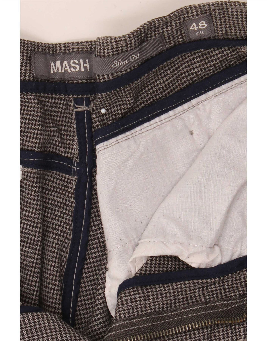 Mash Mens Slim Fit Casual Trousers IT 48 Medium W32 L32 Grey Houndstooth