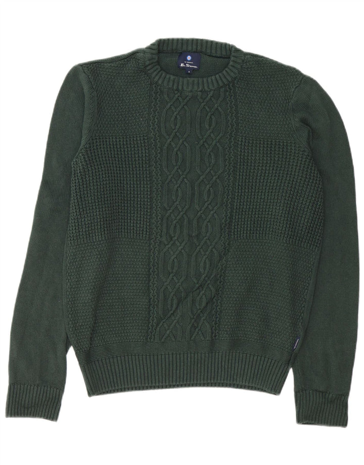 Ben Sherman Herre trøjetrøje med rund hals mellemgrøn bomuld