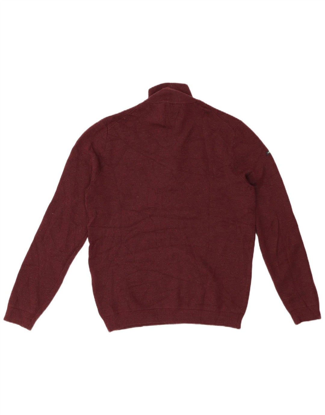 SUPERDRY Dame sweater med lynlås-hals UK 16 Large Burgundy Merino Wool