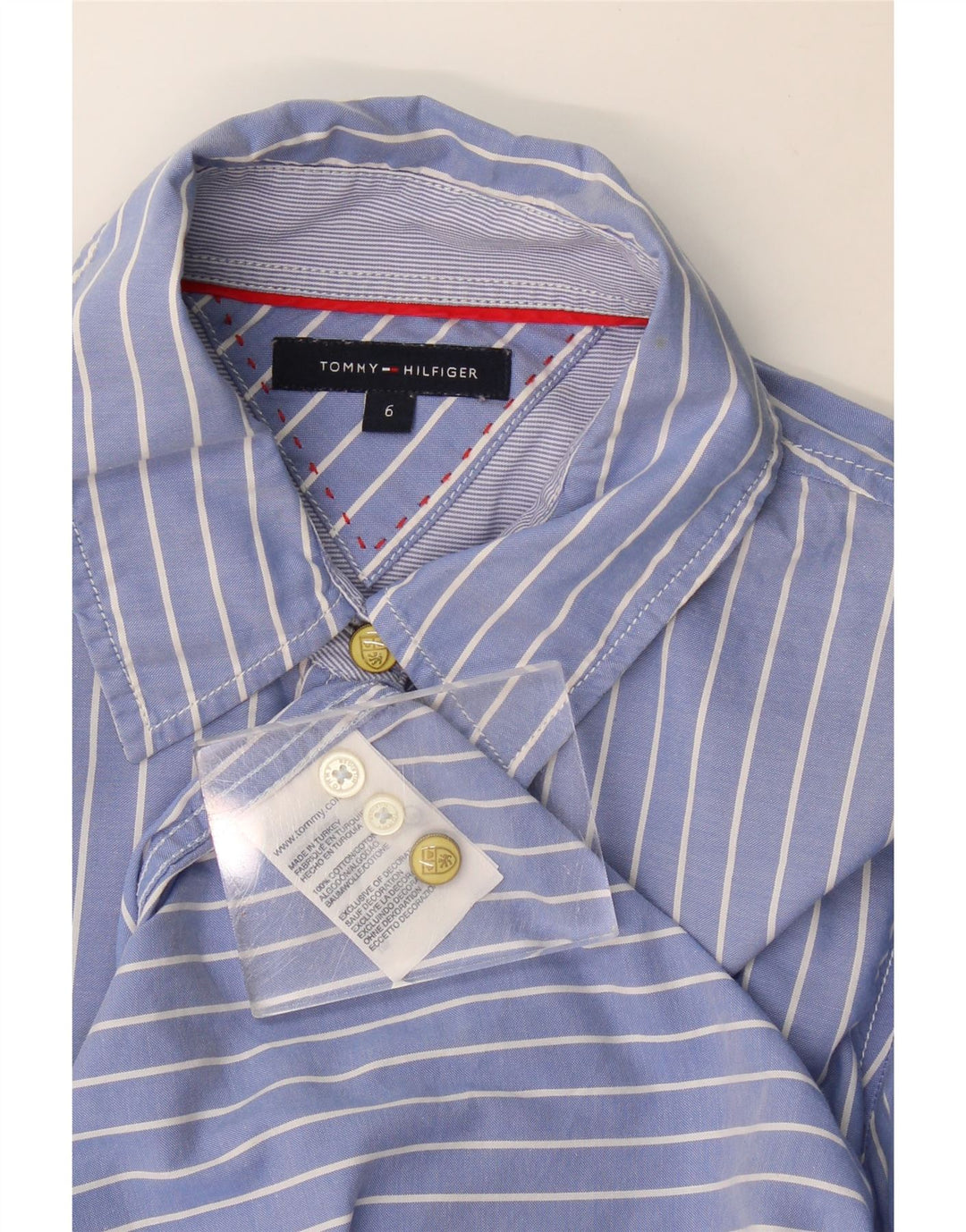 Tommy Hilfiger Dameskjorte US 6 Medium Blue Pinstripe Cotton