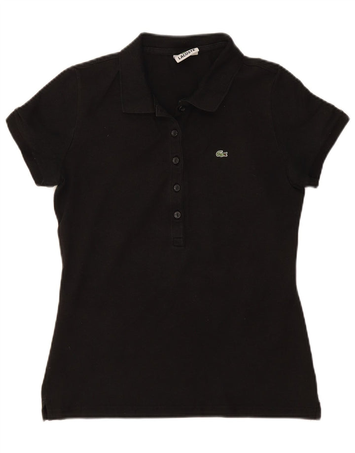 LACOSTE Womens Polo Shirt EU 42 Large Black Cotton