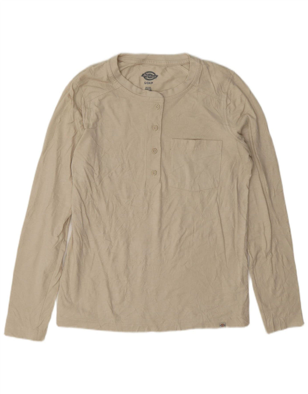 Dickies Dame Top Langærmet UK 10 Small Beige Bomuld