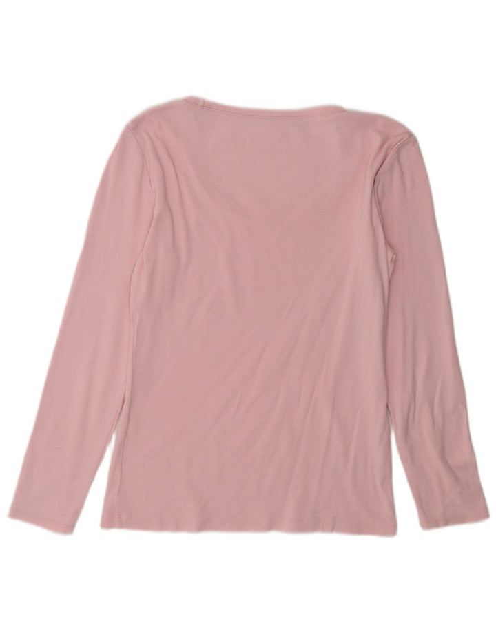 TOMMY HILFIGER Womens Top Long Sleeve UK 12 Medium Pink Cotton