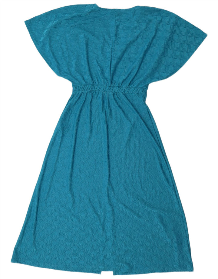 Zara Womens Batwing A-Line Kjole UK 12 Medium Blue Geometric Polyester