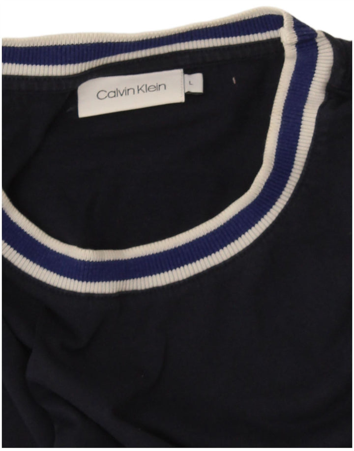 Calvin Klein Herre T-Shirt Top Stor Marineblå Stribet