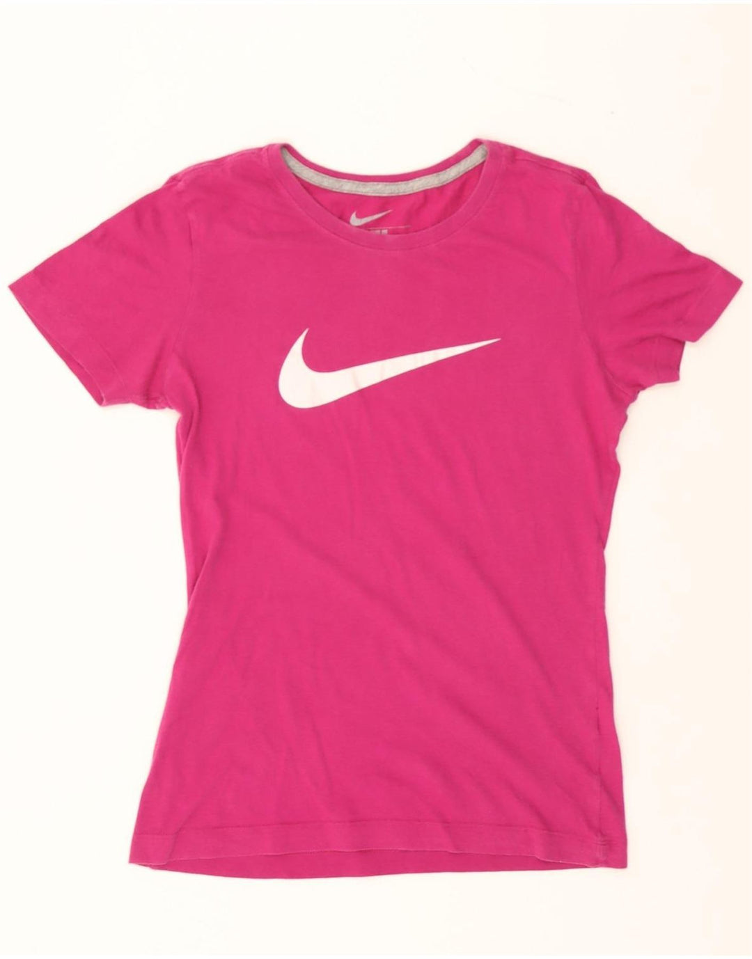 NIKE Womens Slim Fit Graphic T-Shirt Top UK 12 Medium Pink Vintage Nike and Second-Hand Nike from Messina Hembry 