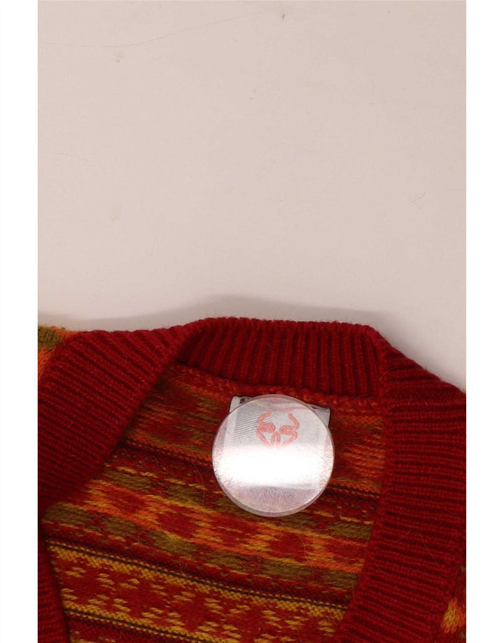 Stefanel Dame Cardigan Sweater UK 16 Large Multicolored Fair Isle