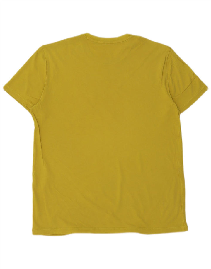 Armani Herre Slim Fit Grafisk T-Shirt Top Medium Gul Bomuld