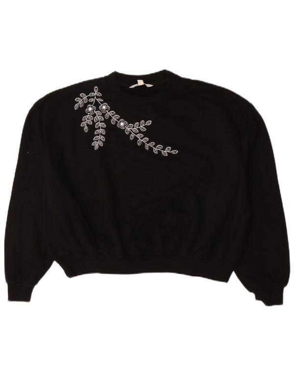 Marks & Spencer Dame Oversized Sweatshirt Jumper UK 10 Small Black Floral