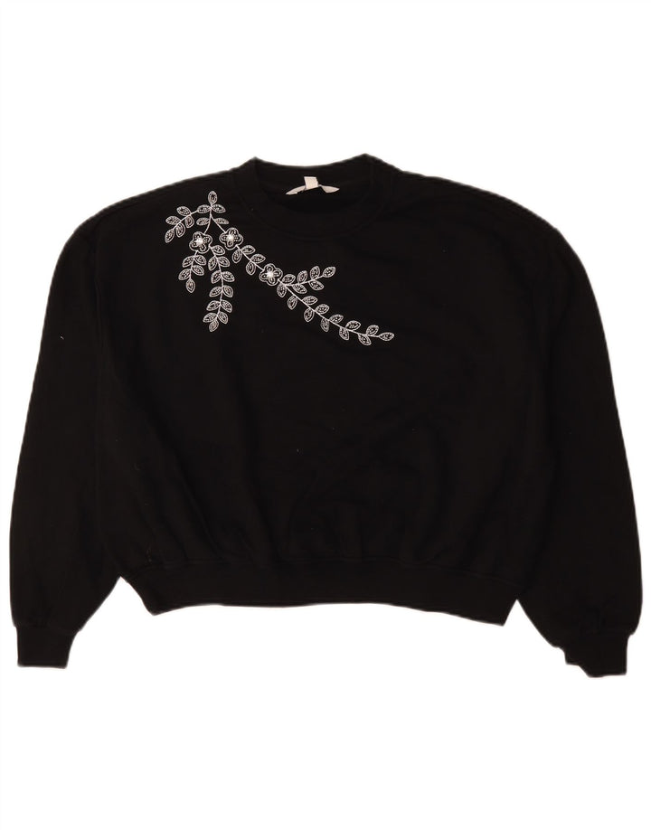 Marks & Spencer Dame Oversized Sweatshirt Jumper UK 10 Small Black Floral