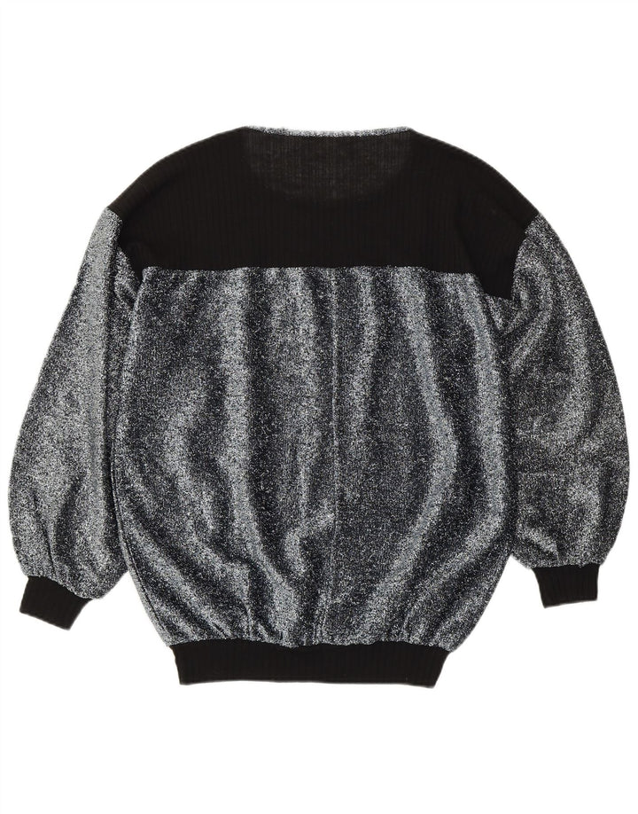 VINTAGE Womens Boat Neck Jumper Sweater IT 44 Medium Silver Colourblock