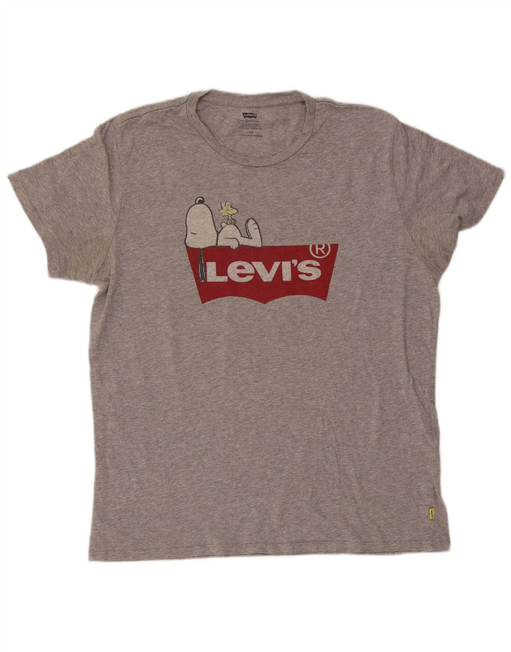Levi's Herre Peanuts Grafisk T-Shirt Top Stor grå Flecked Bomuld