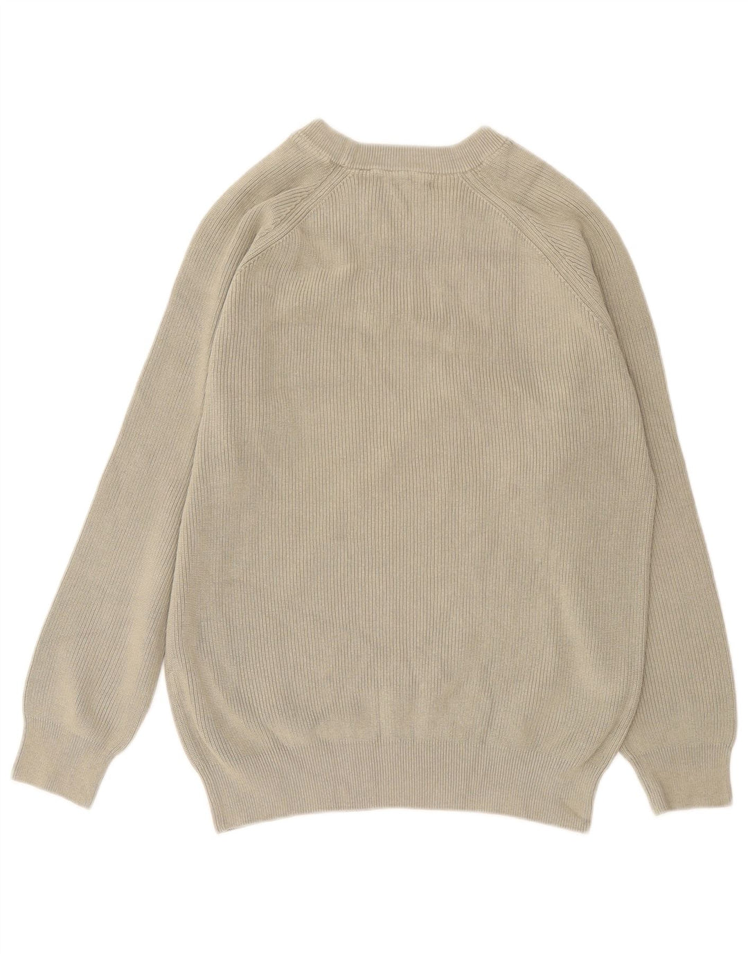 Zara Herre Crew Neck Jumper Sweater Stor Khaki Bomuld
