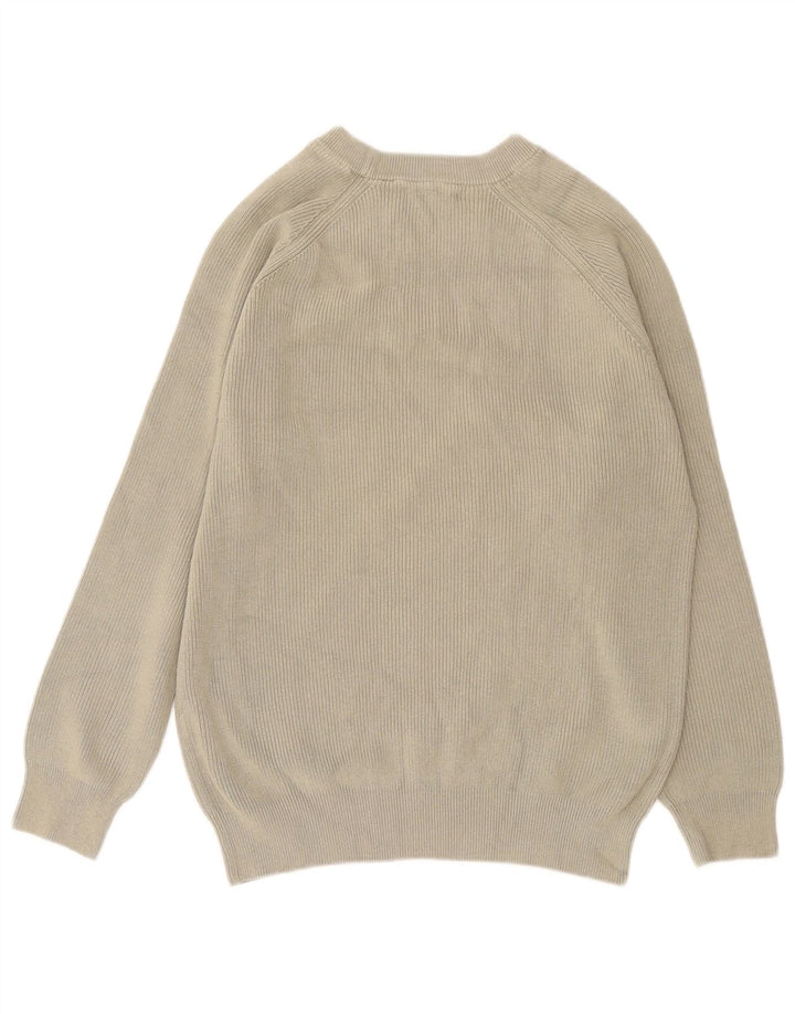 Zara Herre Crew Neck Jumper Sweater Stor Khaki Bomuld
