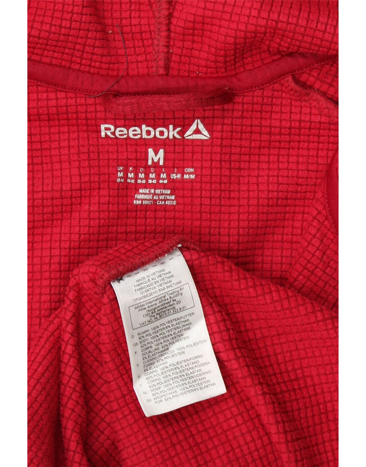 REEBOK hættetrøje med lynlås til kvinder UK 12/14 Medium Rød Polyester