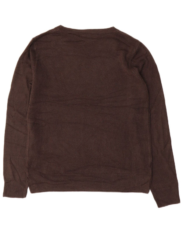 Marks & Spencer Dame Boat Neck Jumper Sweater UK 10 Small Brown Acryl