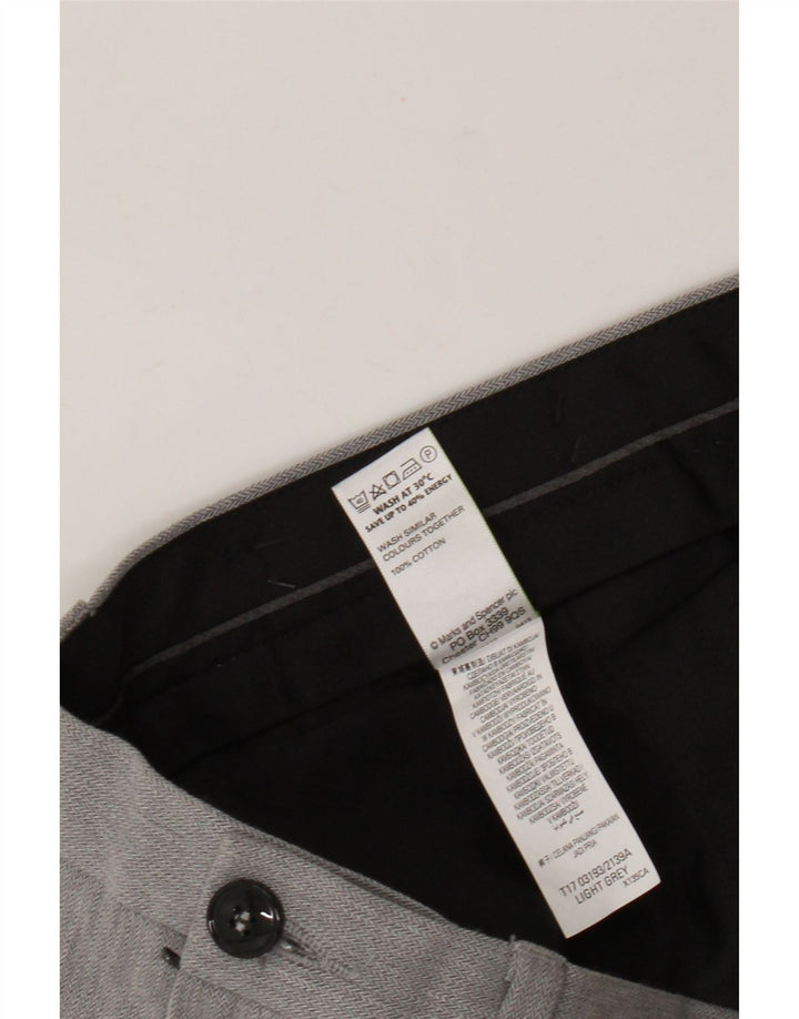 Marks & Spencer Straight Chino-bukser til mænd W40 L29 Grå bomuld