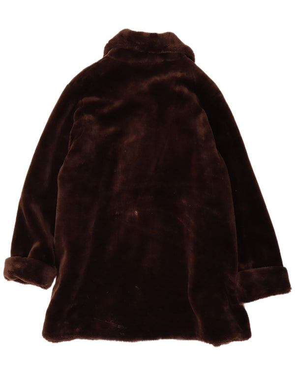 St. Bernard Dame Loose Fit Faux Fur Overcoat UK 14 Stor brun akryl