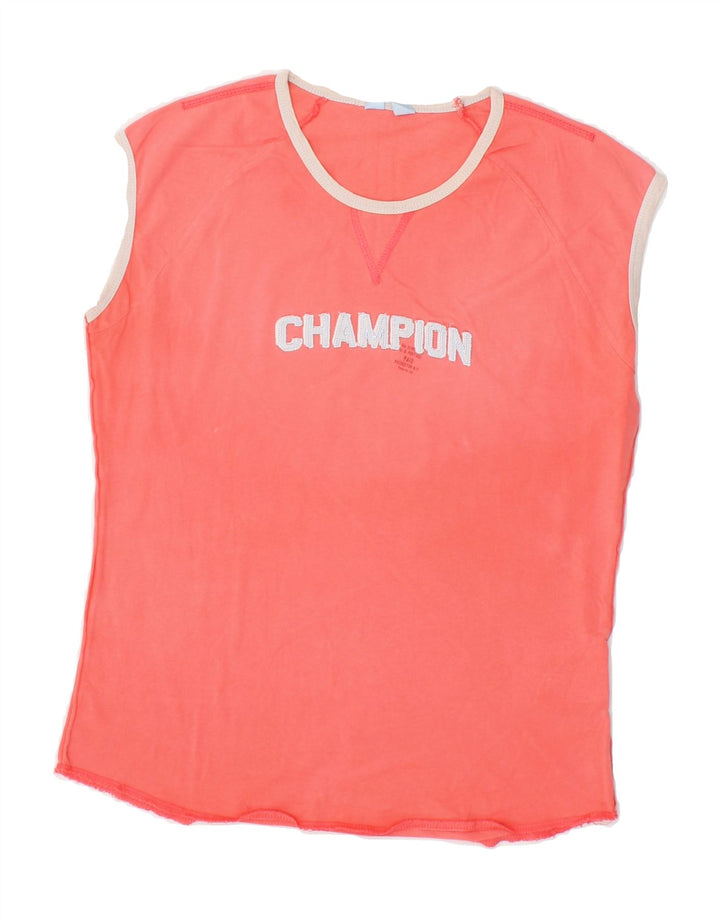 CHAMPION Womens Graphic Vest Top UK 12 Medium Pink Cotton Vintage Champion and Second-Hand Champion from Messina Hembry 