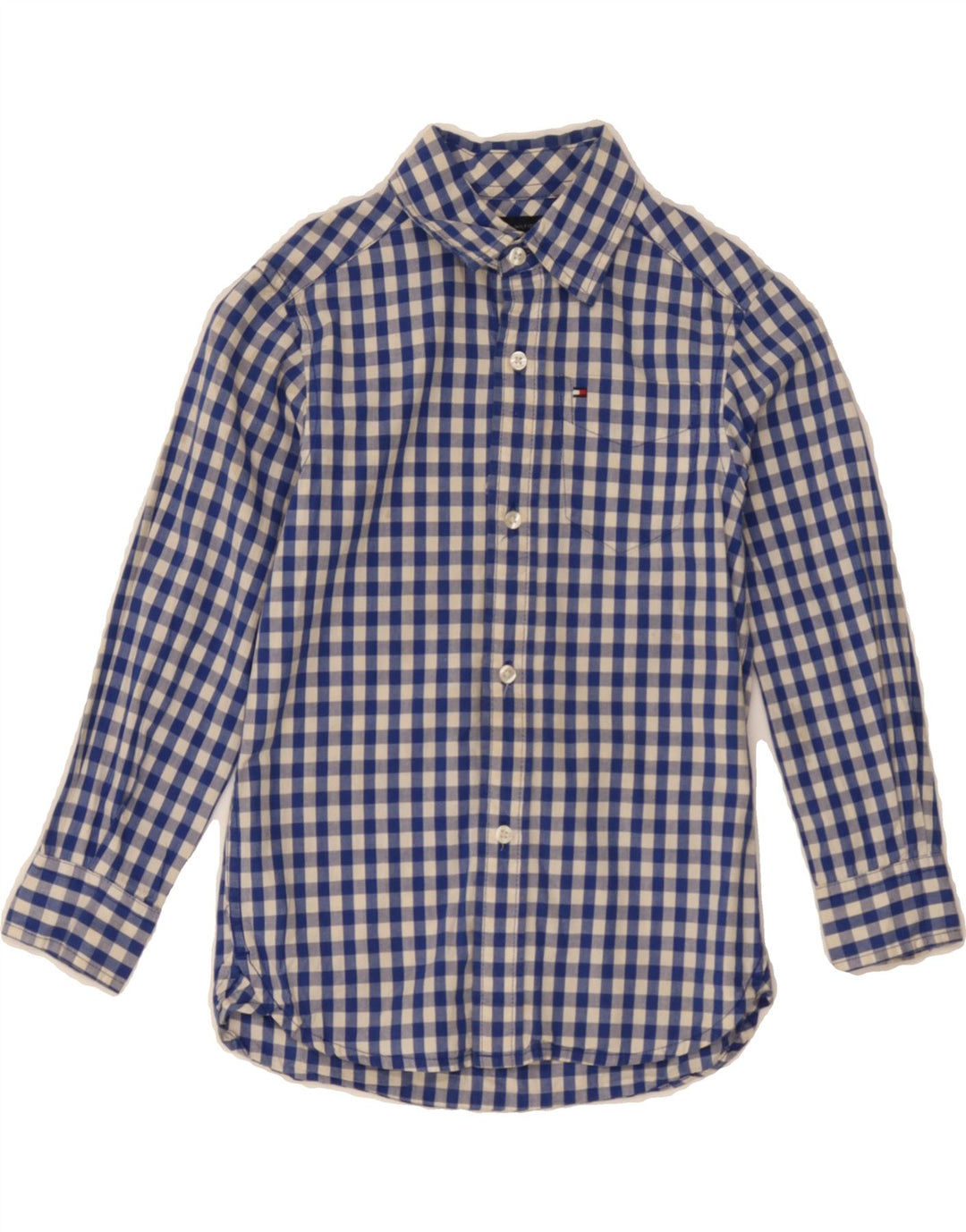 TOMMY HILFIGER Boys Shirt 4-5 Years XS  Blue Gingham Cotton Vintage Tommy Hilfiger and Second-Hand Tommy Hilfiger from Messina Hembry 