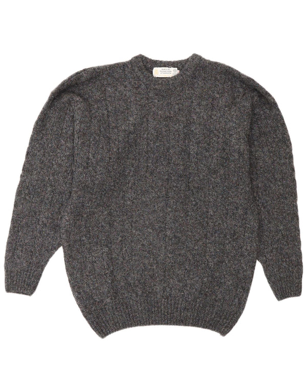 Vintage Mens Crew Neck Jumper Sweater IT 48 Medium Grey Wool