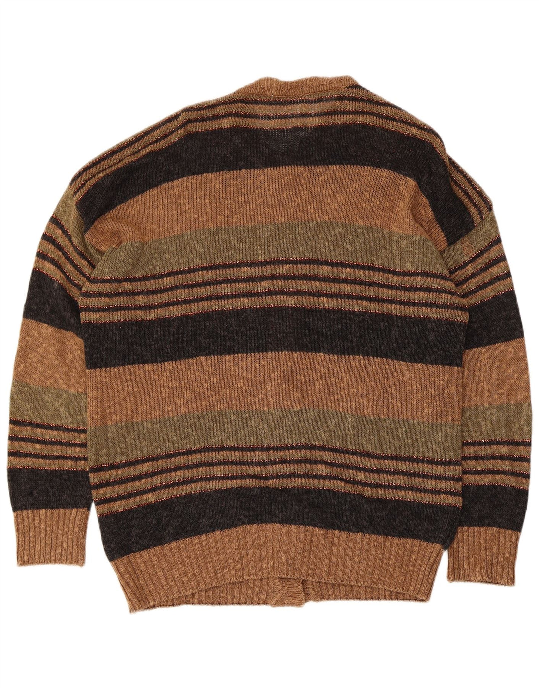 Vintage dame cardigan sweater Stor brun stribet hør