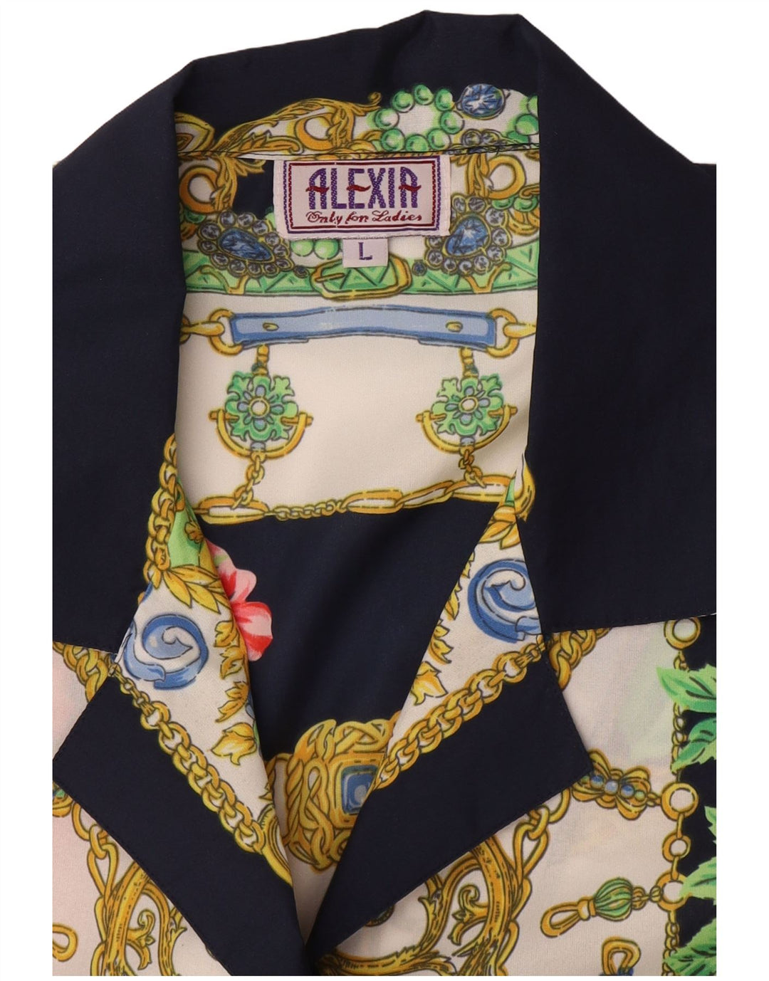 Alexia Dame Kortærmet Skjorte Bluse UK 16 Large Navy Blue Floral