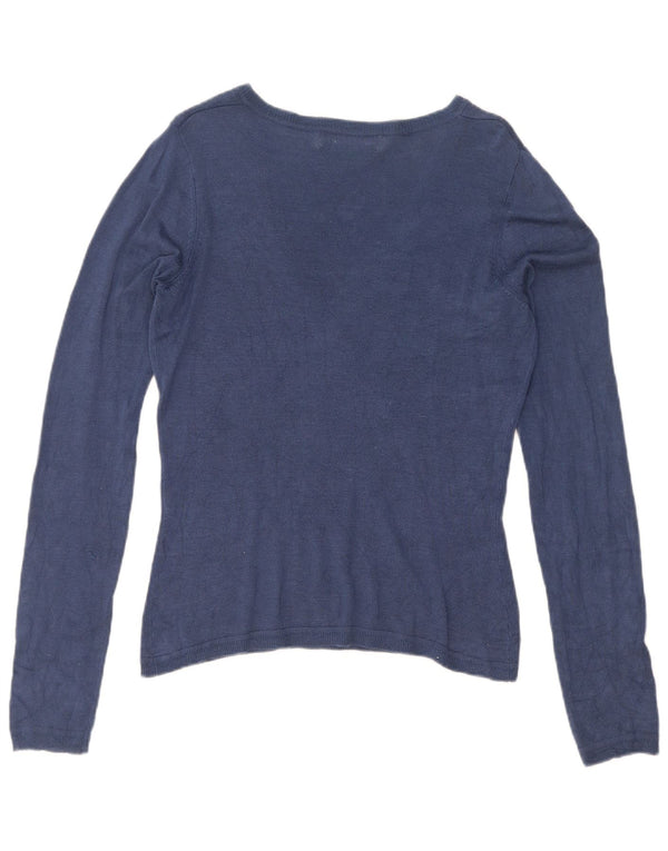 Zara Dame V-hals sweater UK 14 Large Navy Blue