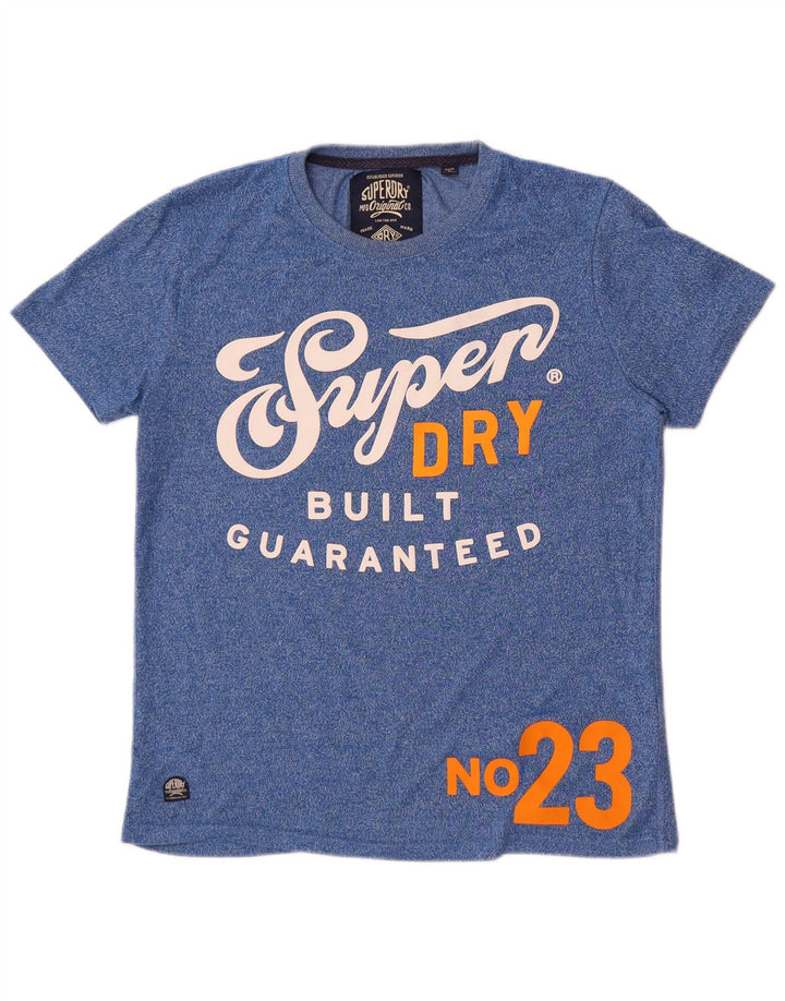 Superdry grafisk t-shirt til mænd, mellemblå flækket bomuld