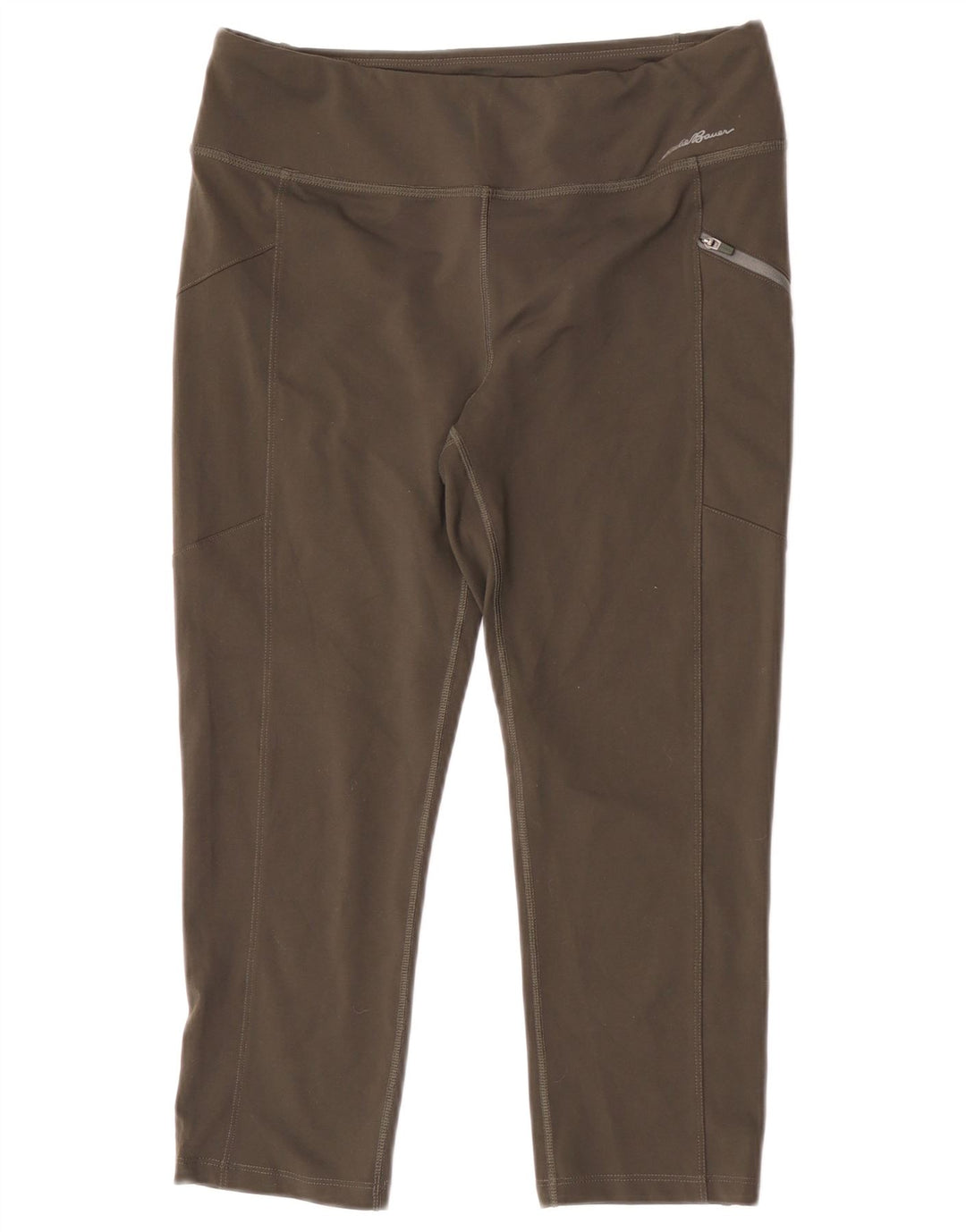 Eddie Bauer Dame Capri Leggings UK 12 Medium Green Polyester