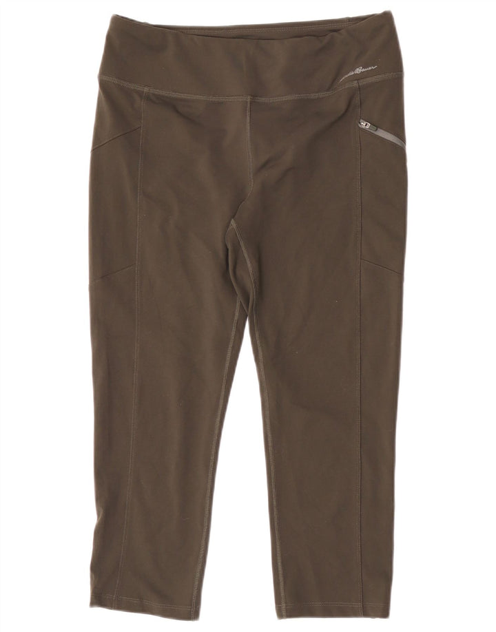 Eddie Bauer Dame Capri Leggings UK 12 Medium Green Polyester