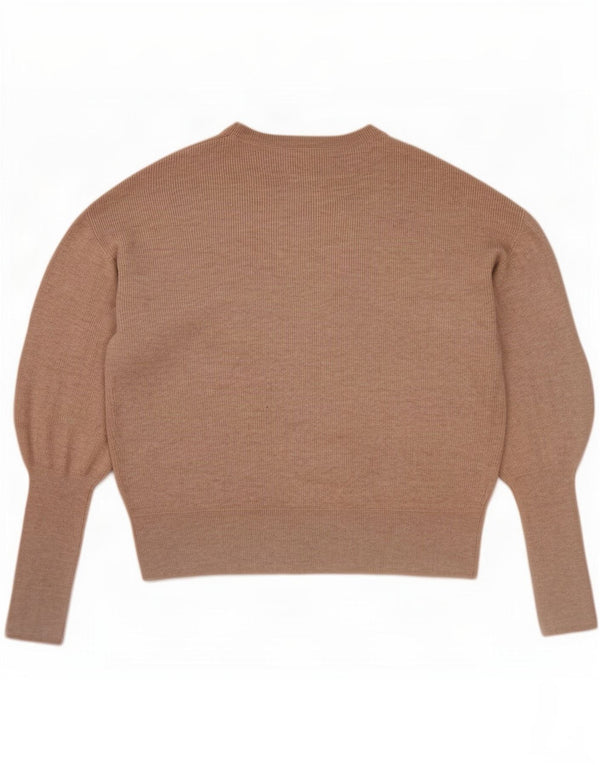 Marks & Spencer Womens V-Neck Jumper Sweater UK 10 Small Beige Viscose