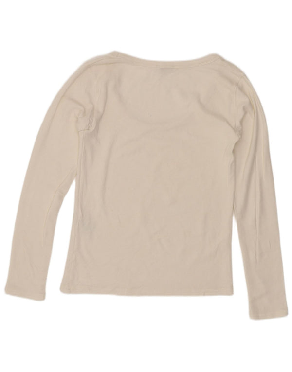 Zara Womens Crop Top Langærmet UK 12 Medium White Bomuld
