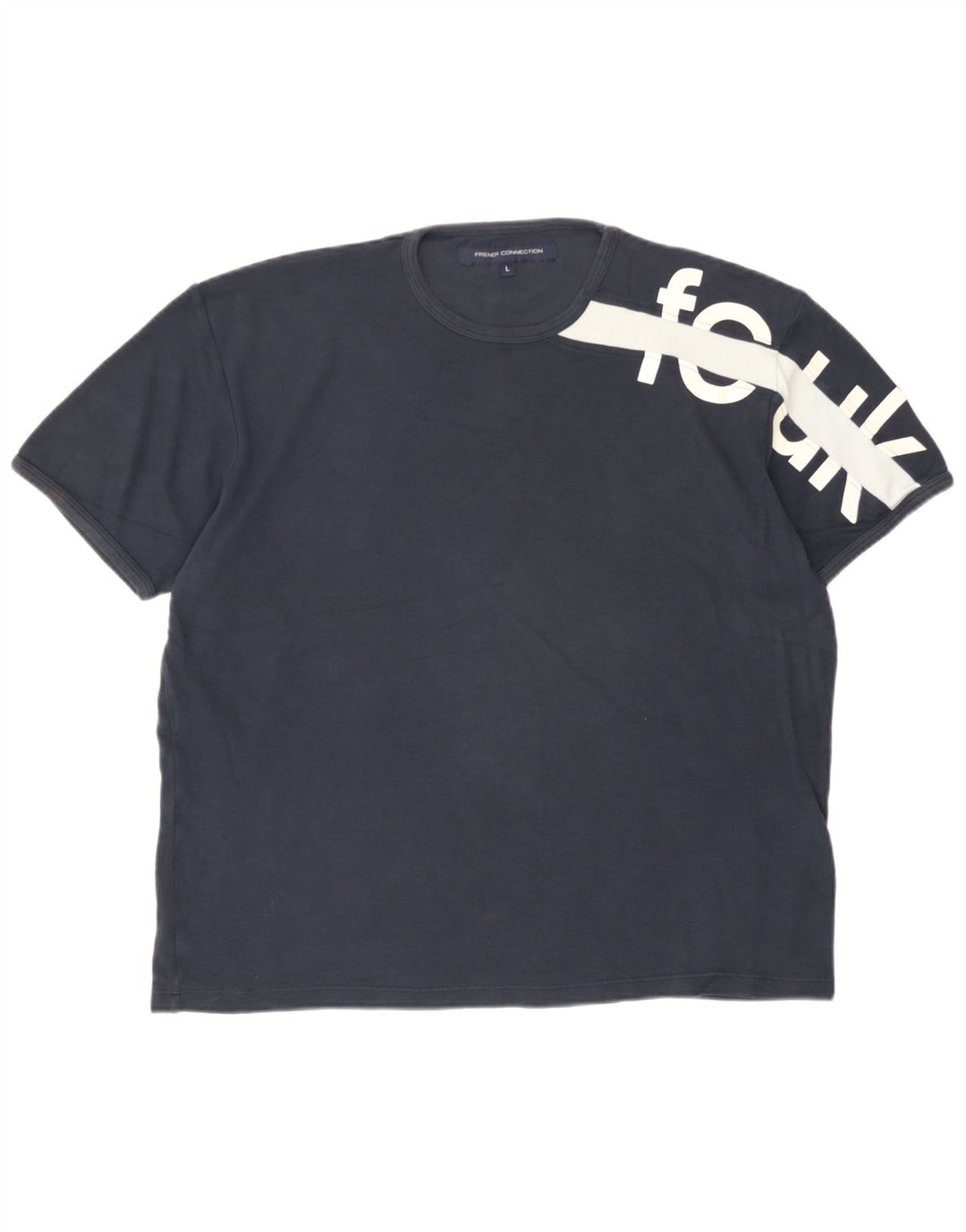 French Connection Herre grafisk T-shirt Top Stor marineblå bomuld