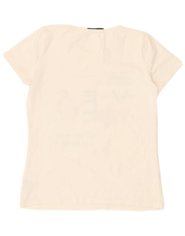 Liu Jo Grafisk T-Shirt Top IT 44 Medium Off White Bomuld