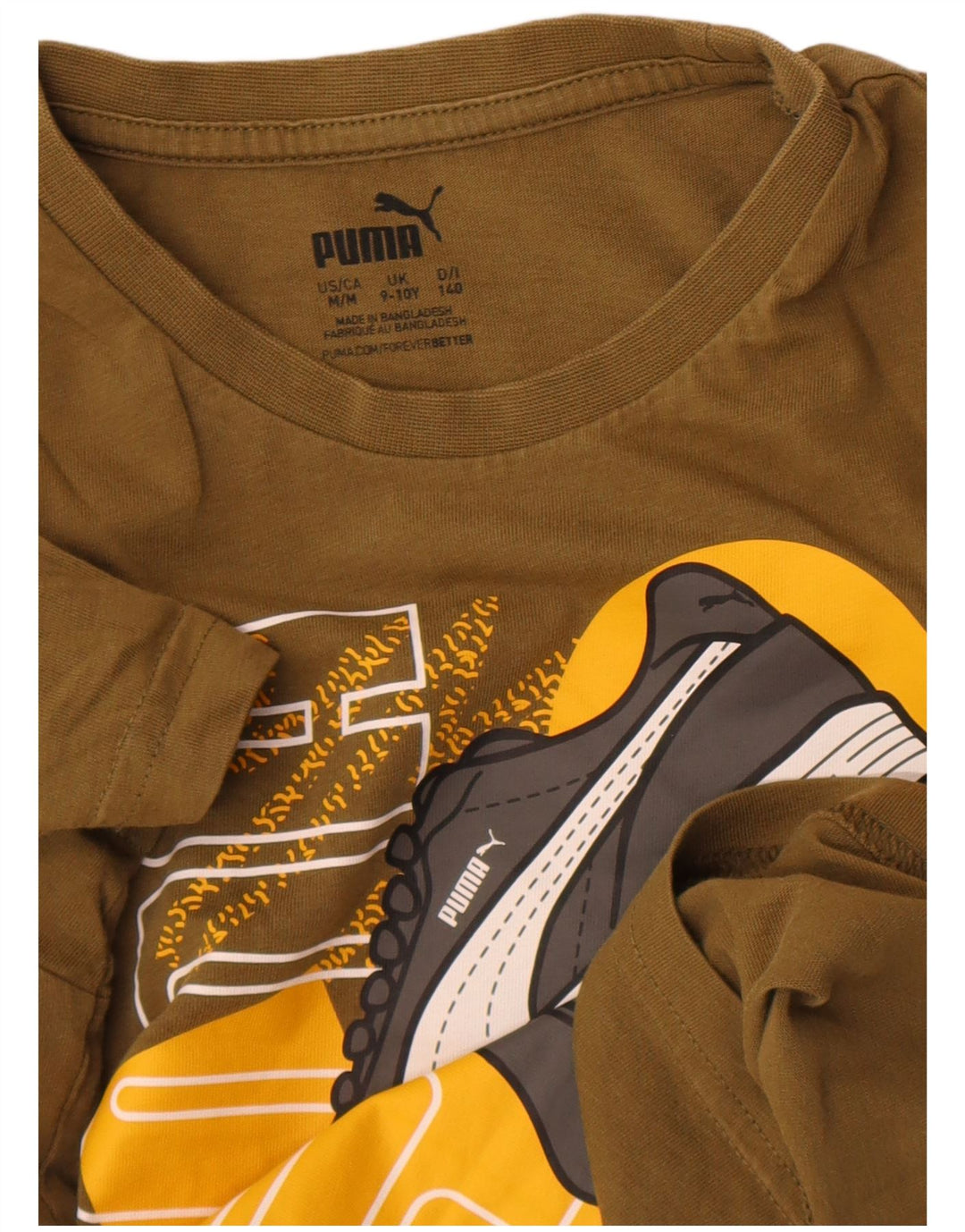 Puma Boys Grafisk T-Shirt Top 9-10 år Khaki
