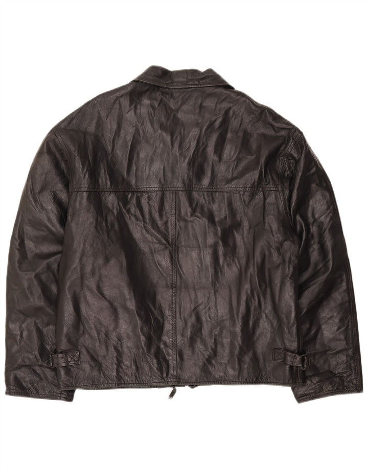 VINTAGE Dame Læderjakke IT 54 3XL Sort