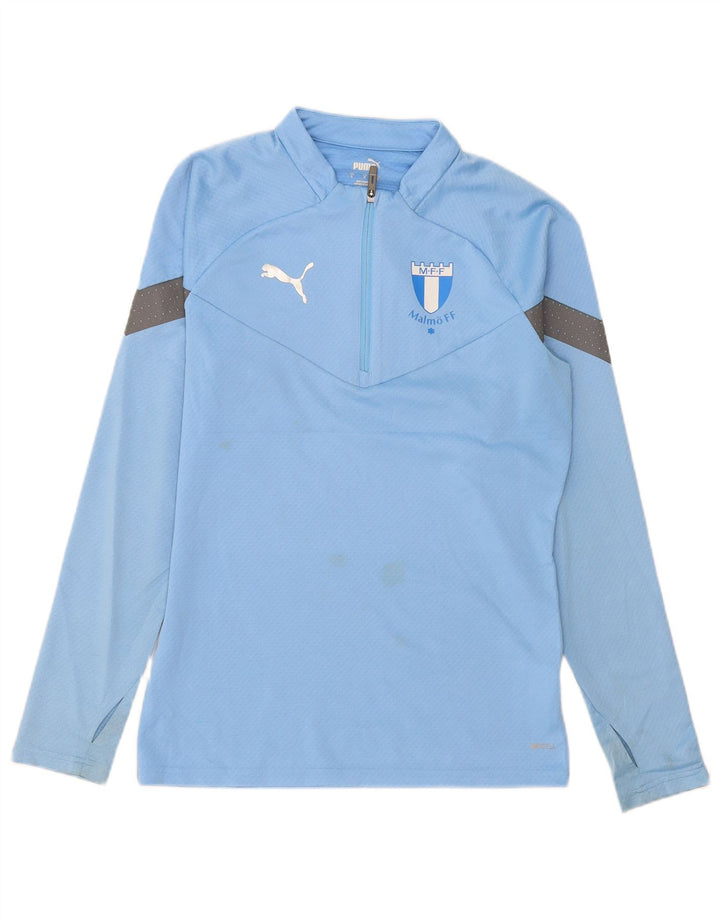 Puma Herre Zip Neck Pullover Træningsdragt Top Lille Blå Colourblock Polyester