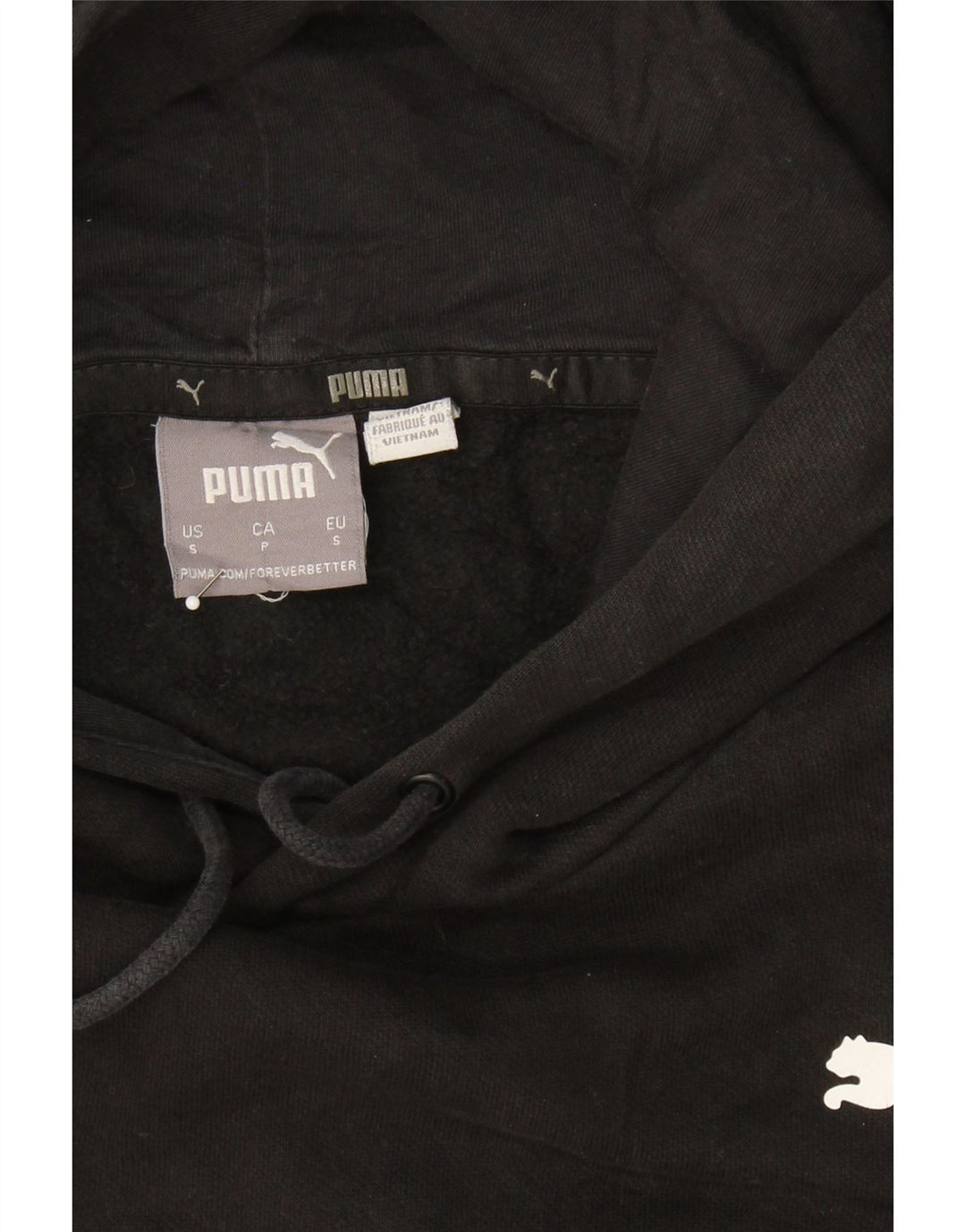 PUMA Mens Graphic Hoodie Jumper Small Black Cotton Vintage Puma and Second-Hand Puma from Messina Hembry 