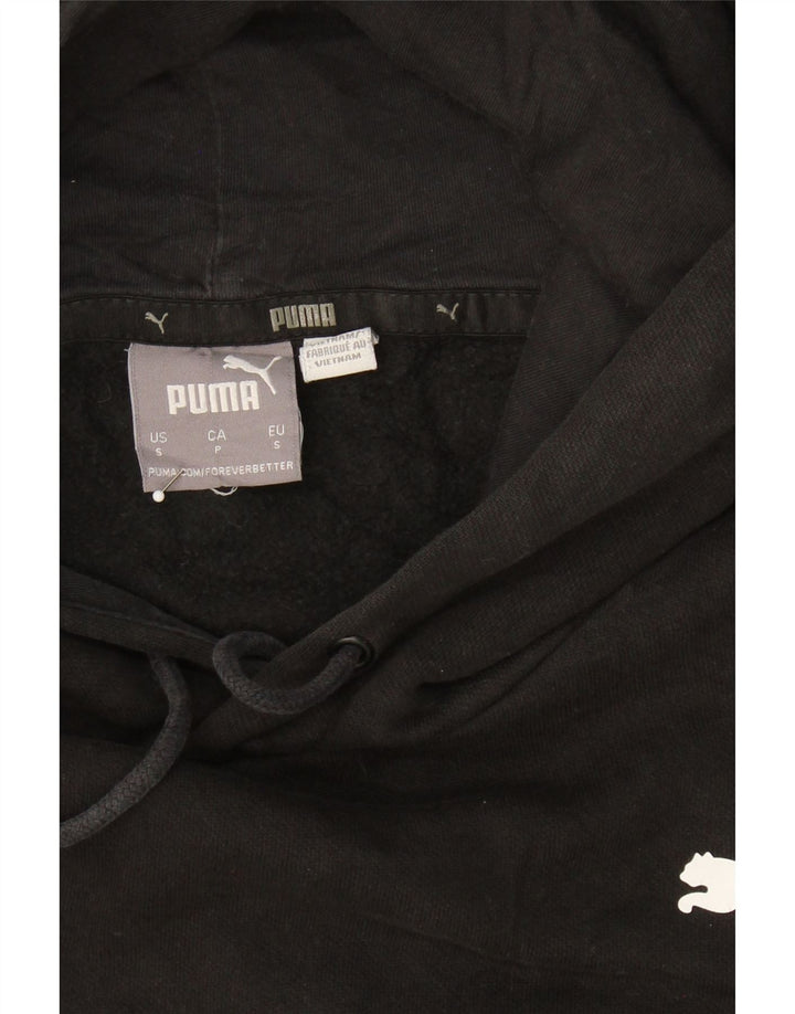 PUMA Mens Graphic Hoodie Jumper Small Black Cotton Vintage Puma and Second-Hand Puma from Messina Hembry 