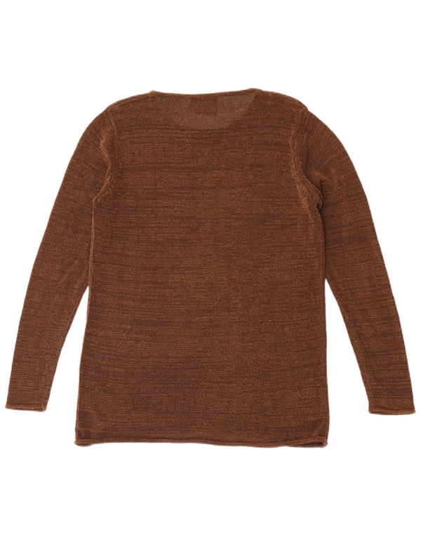 Zara strikket top til kvinder, langærmet UK 12 Medium Brown Flecked Rayon