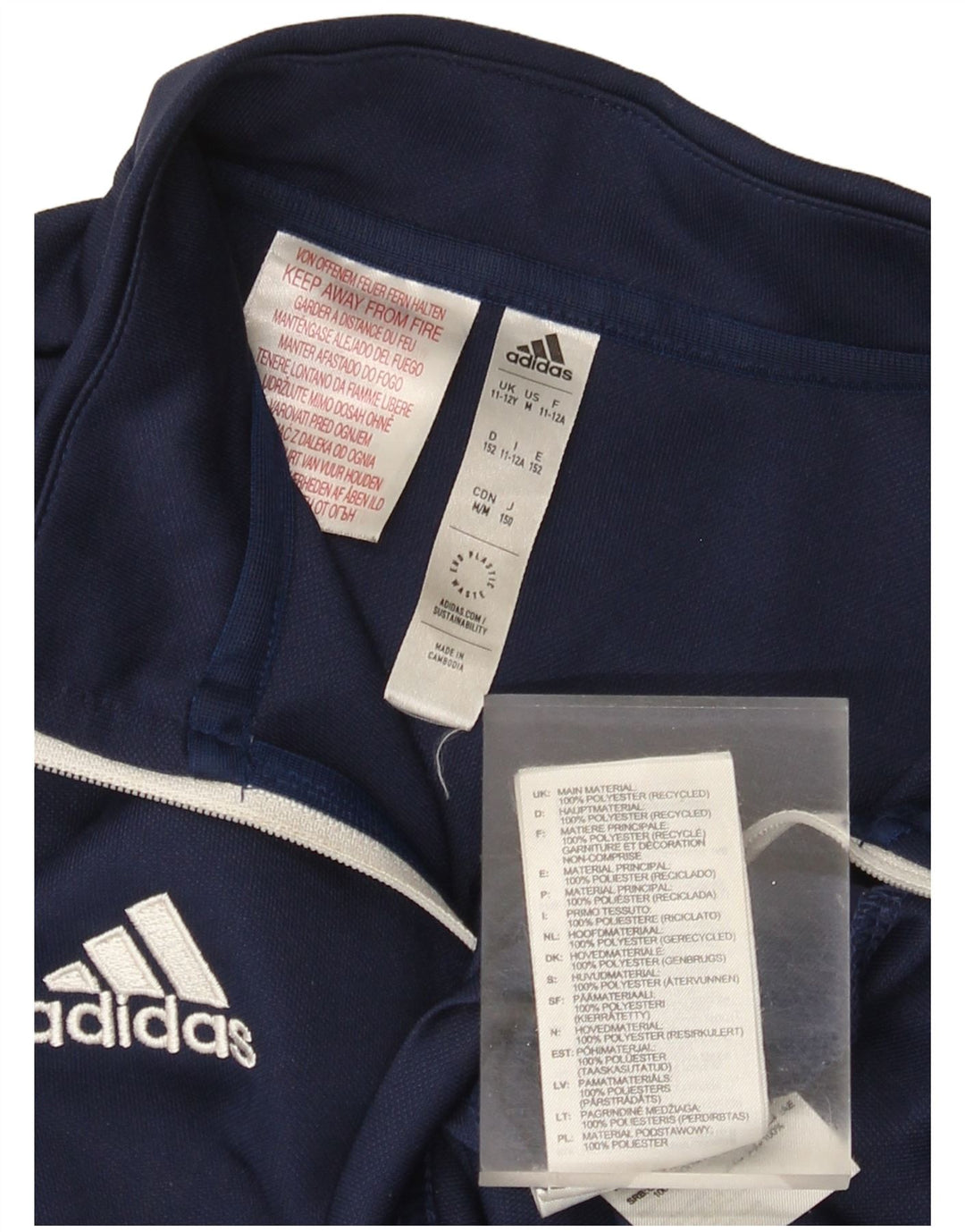 Adidas Boys Aeroready Pullover med lynlås-hals træningsdragt Top 11-12 år Marineblå